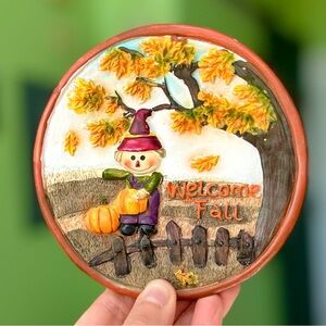 Vintage Round Scarecrow Farmhouse Cottagecore Welcome Fall Seasonal Home Decor
